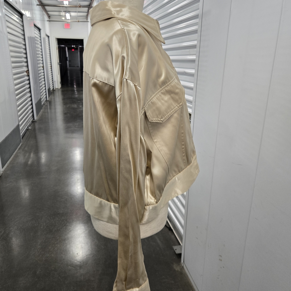 Sue Wong Vintage Satin Cropped Jacket – Champagne Gold, Size L, Made in USA - Picture 8 of 12